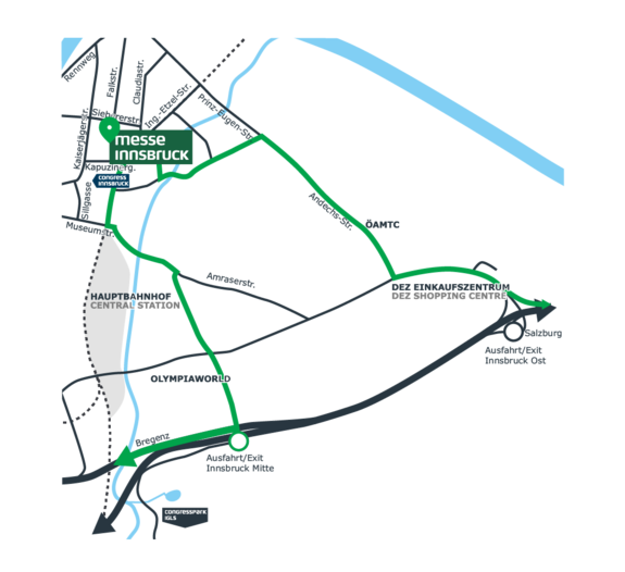 Anfahrtsplan - Messe Innsbruck | © Congress Messe Innsbruck